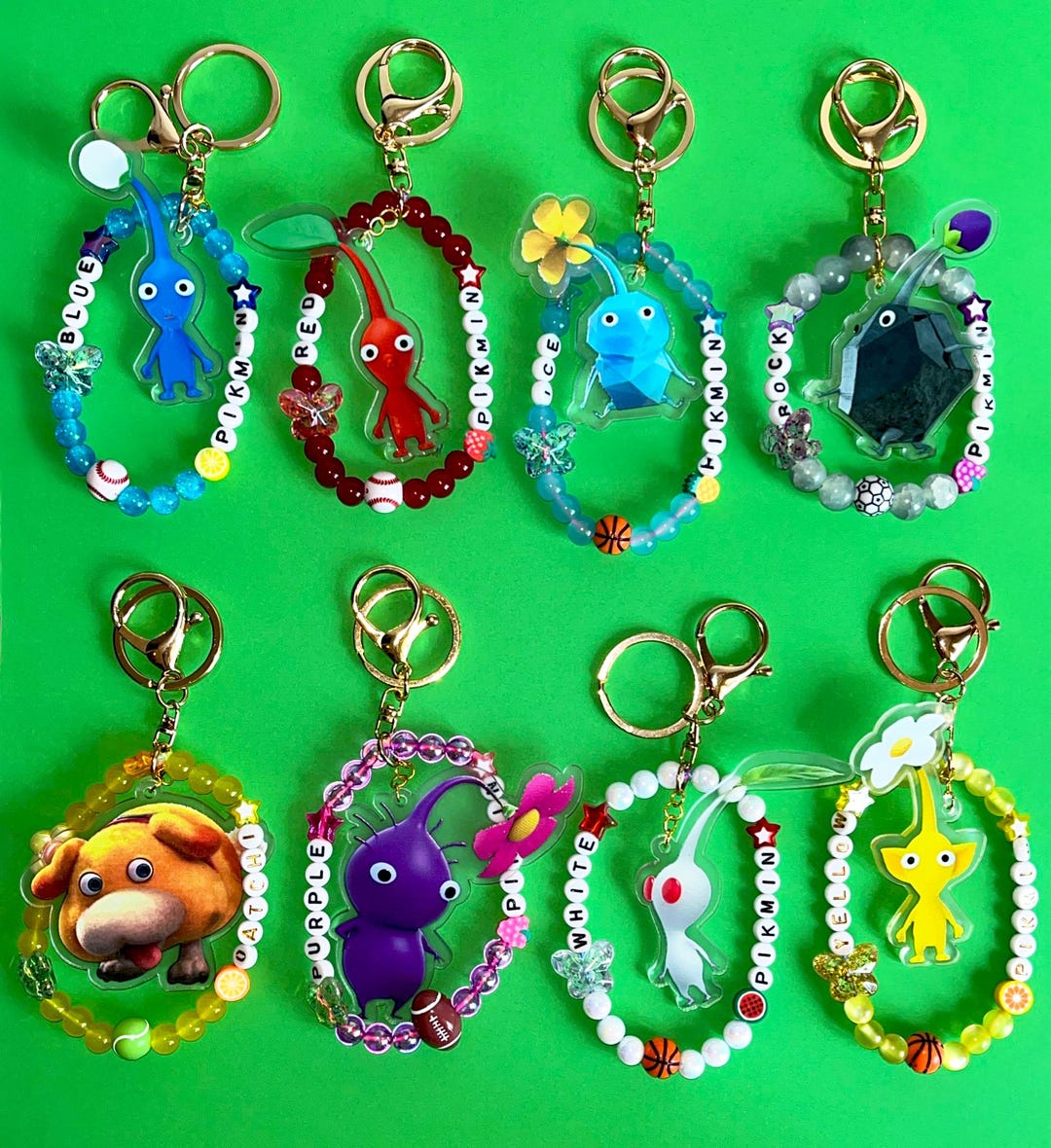 Pikmon Beaded Keychain: Game Bag Charm - Etsy