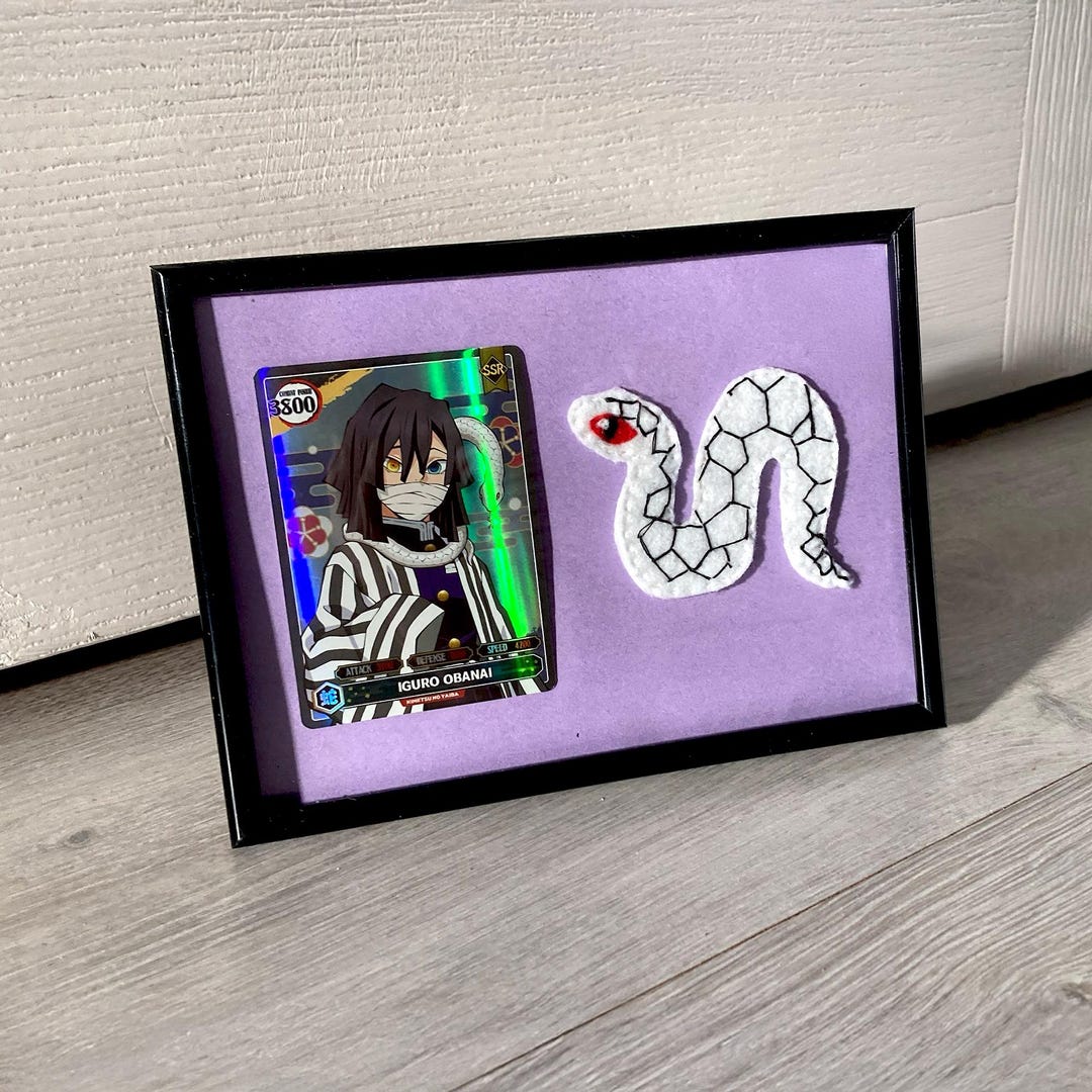 Obanai Iguro Trading Card & Felt Kaburamaru Snake Framed Artwork