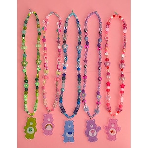Collier de perles ours fait main : nostalgie kawaii des années 90