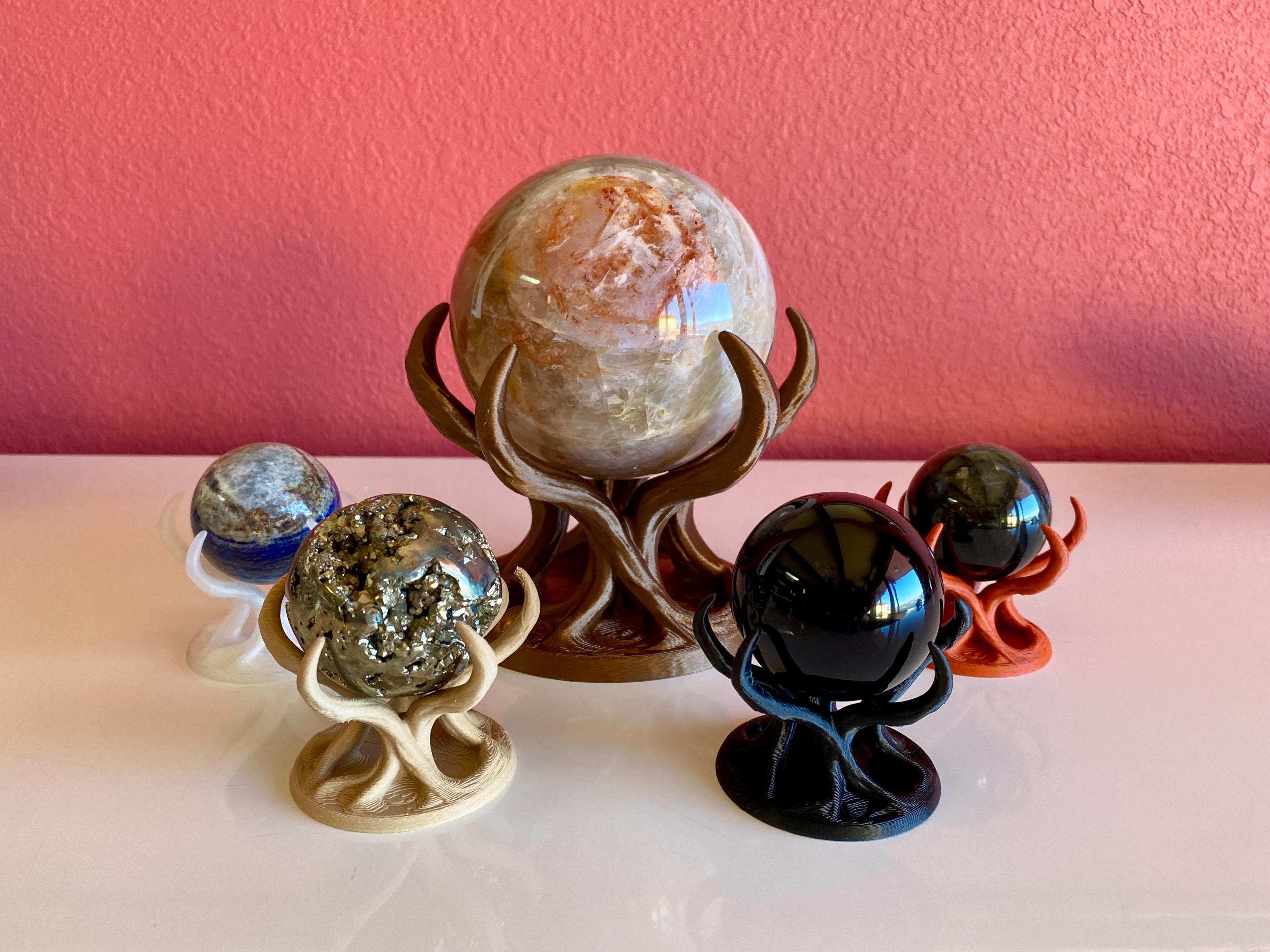 Crystal Ball Display Stand - Tree Branch Alloy Holder For 2.36" Balls - White Gold Finish - View #10