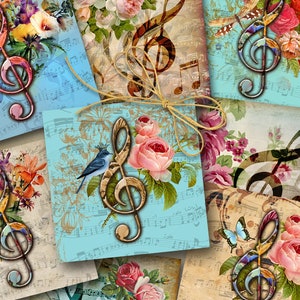 4 x 4 pouces PNG + format JPG imprimable en téléchargement numérique pour sous-bocks, sublimation, décoration, aimants, cartes de voeux - Music Clef - ArtCult design