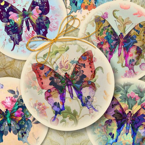 Printable Digital Collage Sheet SHABBY BUTTERFLIES 2.5 Inch - Etsy