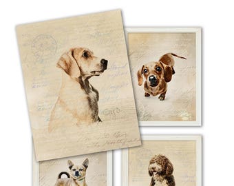 Printable Artworks " MY BEST FRIENDS" Gorgeous Dogs, set of 4 images for home / nursery decor, Instant digital download, art prints ArtCult