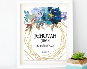 Printable Bible Verse "Jehovah Jireh - The Lord Will Provide" God's Name Artwork Digital Download Print for Christian Home Decor by ArtCult