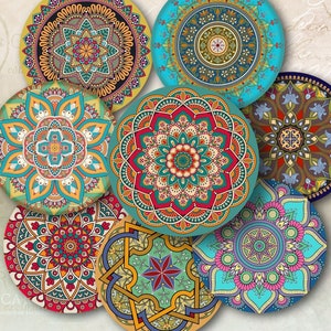 Sottobicchieri tazza stampabili da 4", 8 disegni rotondi, sublimazione PNG + Jpg Download digitali istantanei per progetti artistici/artigianali, MANDALAS MAROCCHINI
