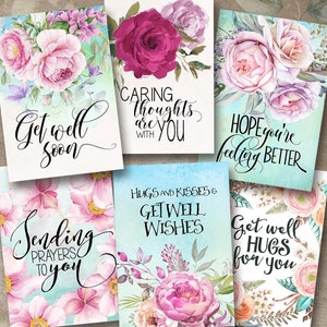 CARTÕES DE MELHORIAS para impressão 3,5x5" designs Download digital, 8 imagens, flores pintadas à mão, arte tipográfica, gráficos para download Por ArtCult