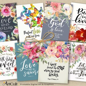 Printable Instant Download, Eight Gift Tags LOVE VERSES #2, Digital ...