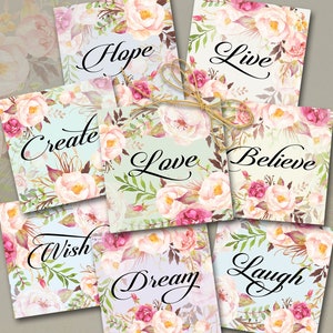 4x4 inch afdrukbare PNG + JPG-formaat digitale download voor onderzetters, sublimatie, decor, magneten, wenskaarten - inspirerende woorden - ArtCult