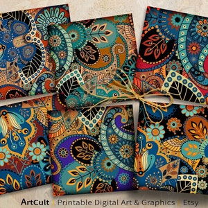 4x4 pouces Format PNG + JPG imprimable Téléchargement numérique pour sous-verres, sublimation, décor, aimants, cartes de vœux - Ornements ethniques - ArtCult