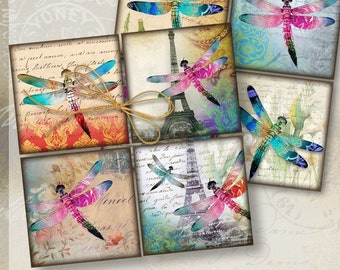 4x4 inch Printable PNG + JPG format Digital Download for Coasters, Sublimation, Decor, Magnets, Greeting Cards DRAGONFLIES. ArtCult designs