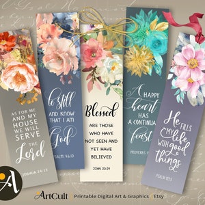 Printable Bible Verses Bookmarks, Set #9 PNG + JPG Digital Download for Sublimation, Christian Church Activities, Prayer Journals by ArtCult