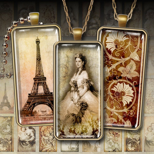 Images vintage imprimables de 1 x 2 pouces, téléchargement numérique RITUEL ÉPHÉMÈRE pour pendentifs dominos, aimants, cadres de pendentifs, scrapbooking. ArtCulte