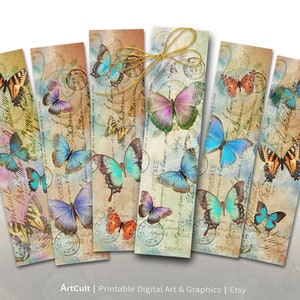 Marcadores para impressão, download digital Marcadores de BORBOLETAS, etiquetas para presentes, diário de scrapbooking PNG para sublimação + formatos Jpeg. ArteCult