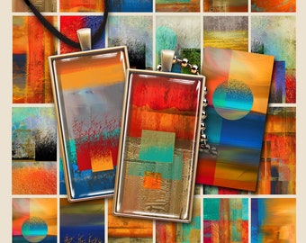 Abstracte kunst dominotegels, collagevel van 1 x 2 inch (digitale download)