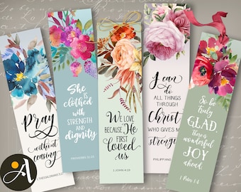 Printable Bible Verses Bookmarks, Set #3 PNG + JPG Digital Download for Sublimation, Christian Church Activities, Prayer Journals by ArtCult