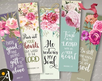 Printable Bible Verses Bookmarks, Set #2 PNG + JPG Digital Download for Sublimation, Christian Church Activities, Prayer Journal by ArtCult