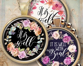 It Is Well Floral Circle Design, Pendant Graphics (Digital Download)