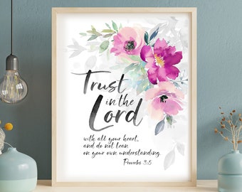 Printable Artwork Instant Digital Download Bible Verse "Trust in the LORD with all your heart" Wall Art for Home and Office Decor by ArtCult