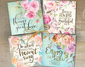 4x4 inch Printable Coasters PNG + JPG Digital Download for Sublimation, Decor, Magnets, Greeting Cards - Inspiring Quotes #2 - by ArtCult