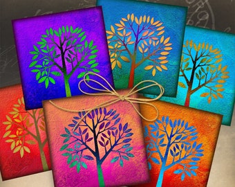 4x4 inch Printable Coasters PNG + JPG Digital Download for Sublimation, Decor, Magnets, Greeting Cards, Decoupage - TREES - ArtCult Designs