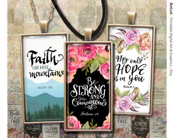 Printable 1x2 inch images BIBLE VERSES #2 scripture art for domino size pendants, magnets, bezel trays - Instant Digital Download ArtCult