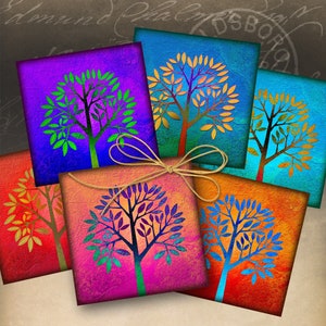 4x4 pouces Printable Coasters PNG + JPG Téléchargement numérique pour sublimation, décor, aimants, cartes de vœux, découpage - ARBRES - ArtCult Designs