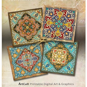 4x4 inch Printable PNG + JPG format Digital Download for Coasters, Sublimation, Decor, Magnets, Greeting Cards - Moroccan Tiles - by ArtCult