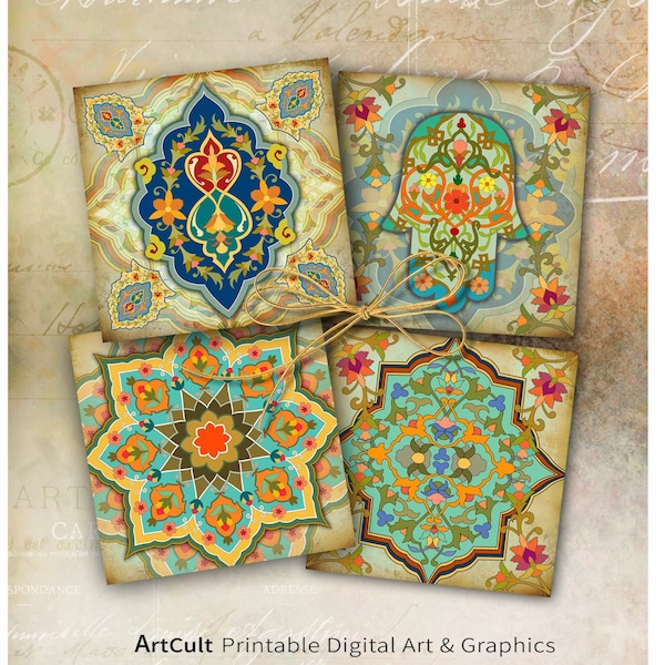 4x4 inch Printable PNG + JPG format Digital Download for Coasters, Sublimation, Decor, Magnets, Greeting Cards - MOROCCO - ArtCult designs