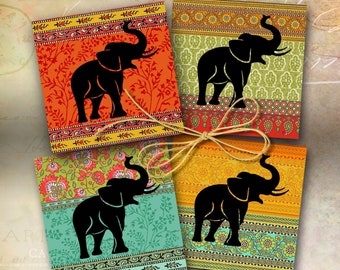 4x4 inch Printable PNG + JPG format Digital Download for Coasters, Sublimation, Decor, Magnets, Greeting Cards - ELEPHANTS - ArtCult Designs