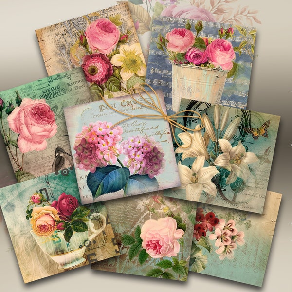 4x4 pouces Printable Coasters PNG + JPG Téléchargement numérique pour sublimation, décor, aimants, cartes de vœux - Victorian Chic - ArtCult Designs