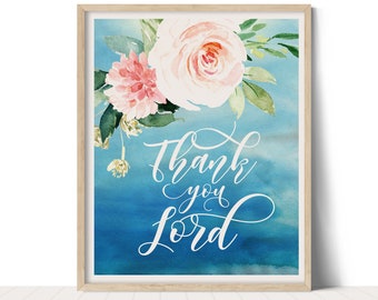 Printable Artwork instant digital download, religious gratitude quote THANK YOU LORD, art for home wall decor and craft projects by ArtCult