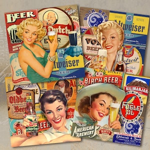 4x4 pouces Imprimable PNG + JPG format Téléchargement numérique pour Coasters, Sublimation, Kitchen Decor, Magnets, Cards - bière vintage - par ArtCult