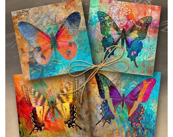 4x4 inch Coasters Printable Digital Download PNG + JPG format, Enchanted BUTTERFLIES for Sublimation, Magnets, Gift Cards, Decor by ArtCult