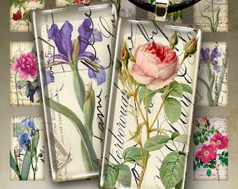 Botanical Domino Images, Floral Collage Sheet (Digital Download)