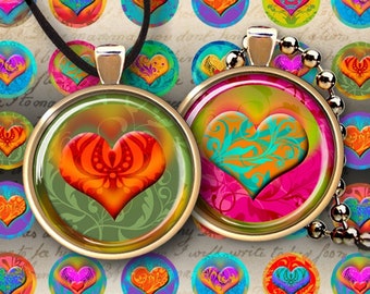 Loving Heart Circle Images, Valentine Pendants, Magnets (Digital Download)