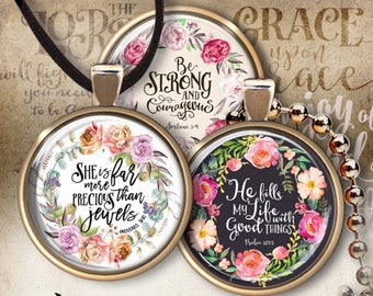 1 + 1.2 + 1.5 inch (25, 30, 38 mm) size Printable download BIBLE VERSES set #1 circle images for round pendants, cabochons, magnets, ArtCult