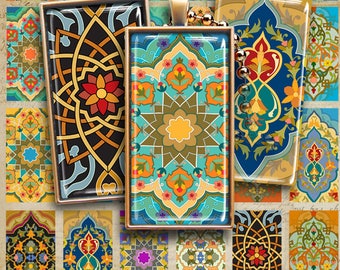 Morocco Tile Image, 1x2 inch, Digital Collage Sheet (Printable Download)
