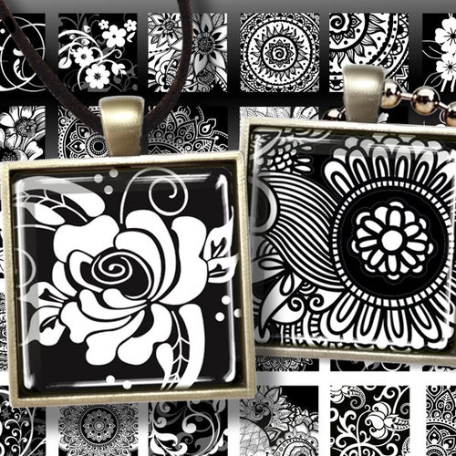 Printable 1x1 Inch Images BLACK AND WHITE Squares Digital - Etsy