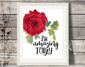 ArtCult printable artworks BE AMAZING TODAY inspirational quote, art print, instant download for home and girls room, ArtCult digital goods