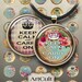 1 inch (25mm) and 1.5 inch size images KEEP CALM and CARRY On Digital Collage Sheets for glass and resin pendants, magnets bezel settings