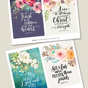 Printable Bible Verses, Daily HOLY WORDS 5x7 Inch Designs for Craft ...