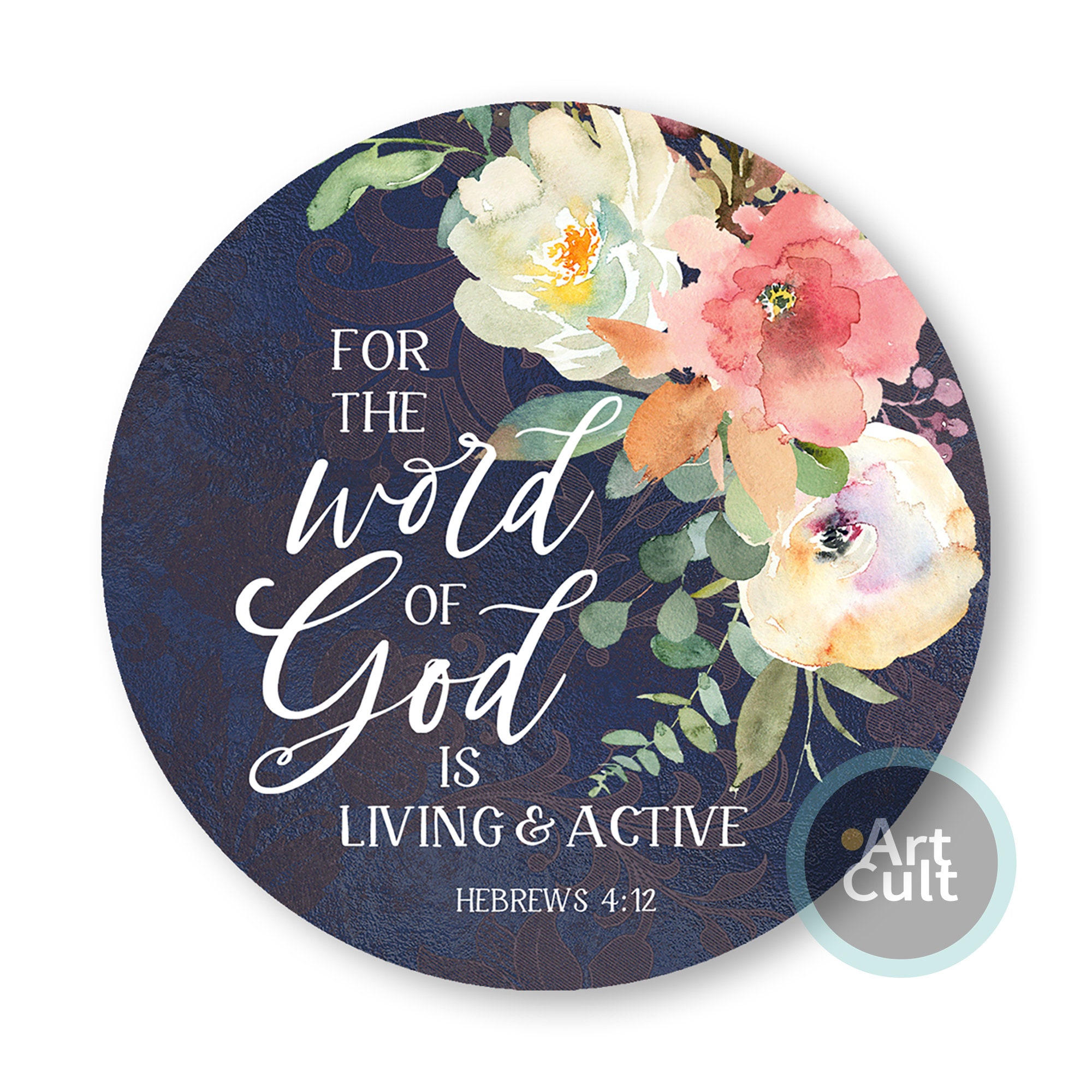 Floral Bible Verse Circles, Printable Christian Craft Images (digital ...