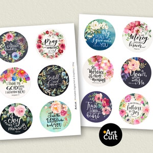 Printable 3 inch size Bible Verses circle images set 3 digital download for craft projects journaling coasters paperweights magnets PNGJPG image 2