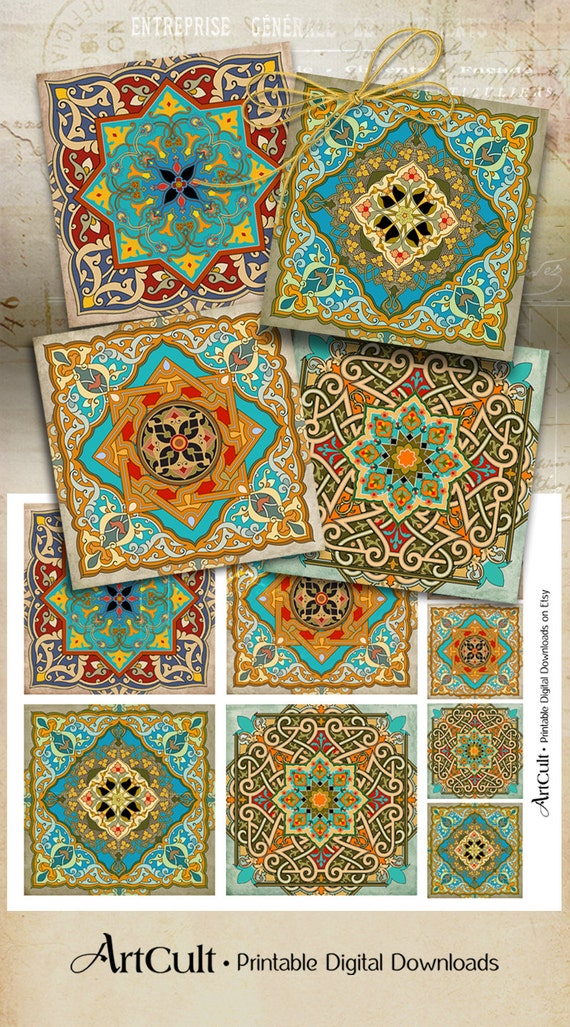 Oriental Images MOROCCAN ORNAMENTS 3.8x3.8 Inch Printable Etsy
