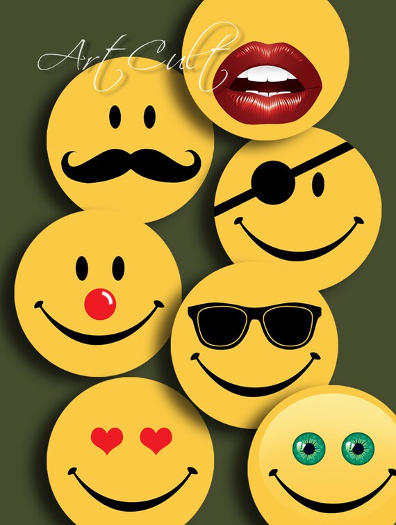Printable Download FUNNY SMILEY FACES Digital Collage Sheet 1 - Etsy
