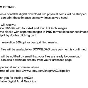 4x4 Inch Printable PNG + JPG Format Digital Download for Coasters ...