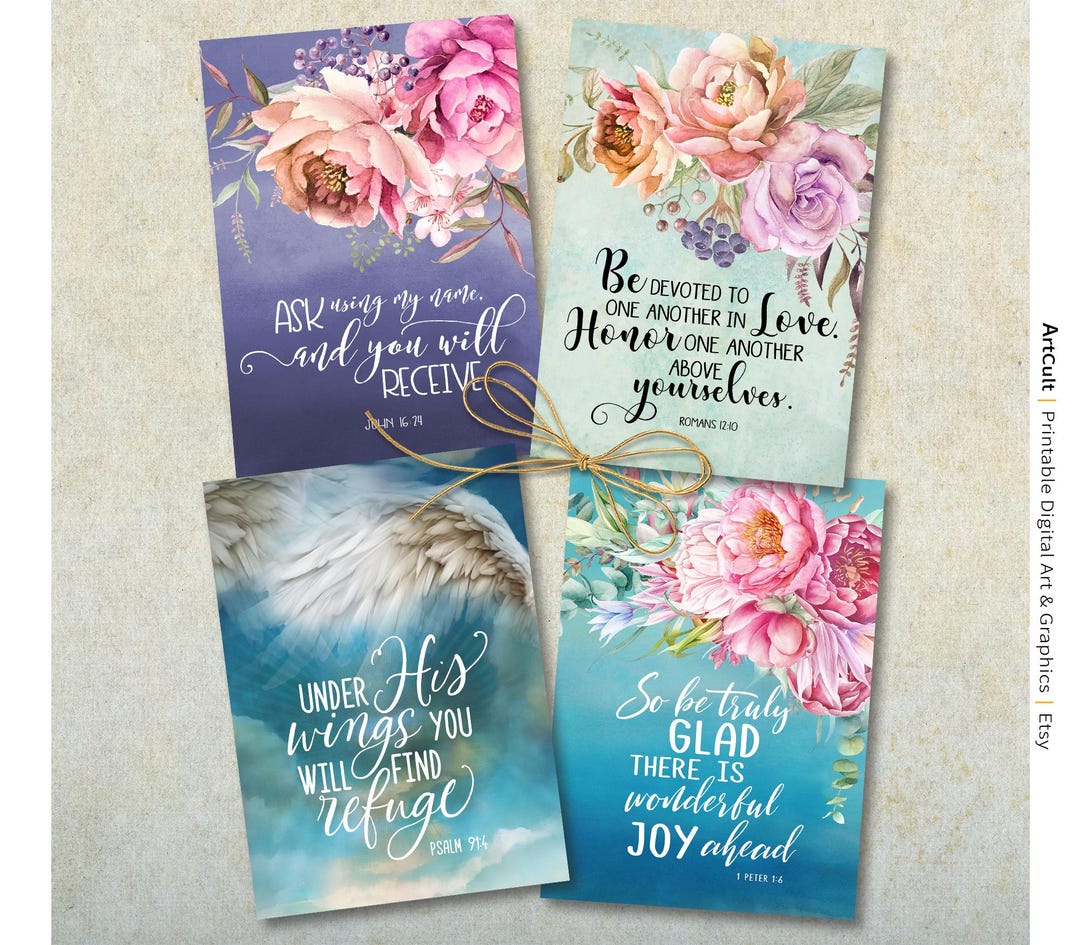 Floral Watercolor Bible Verse Prints, Christian Scripture Art (5x7 ...