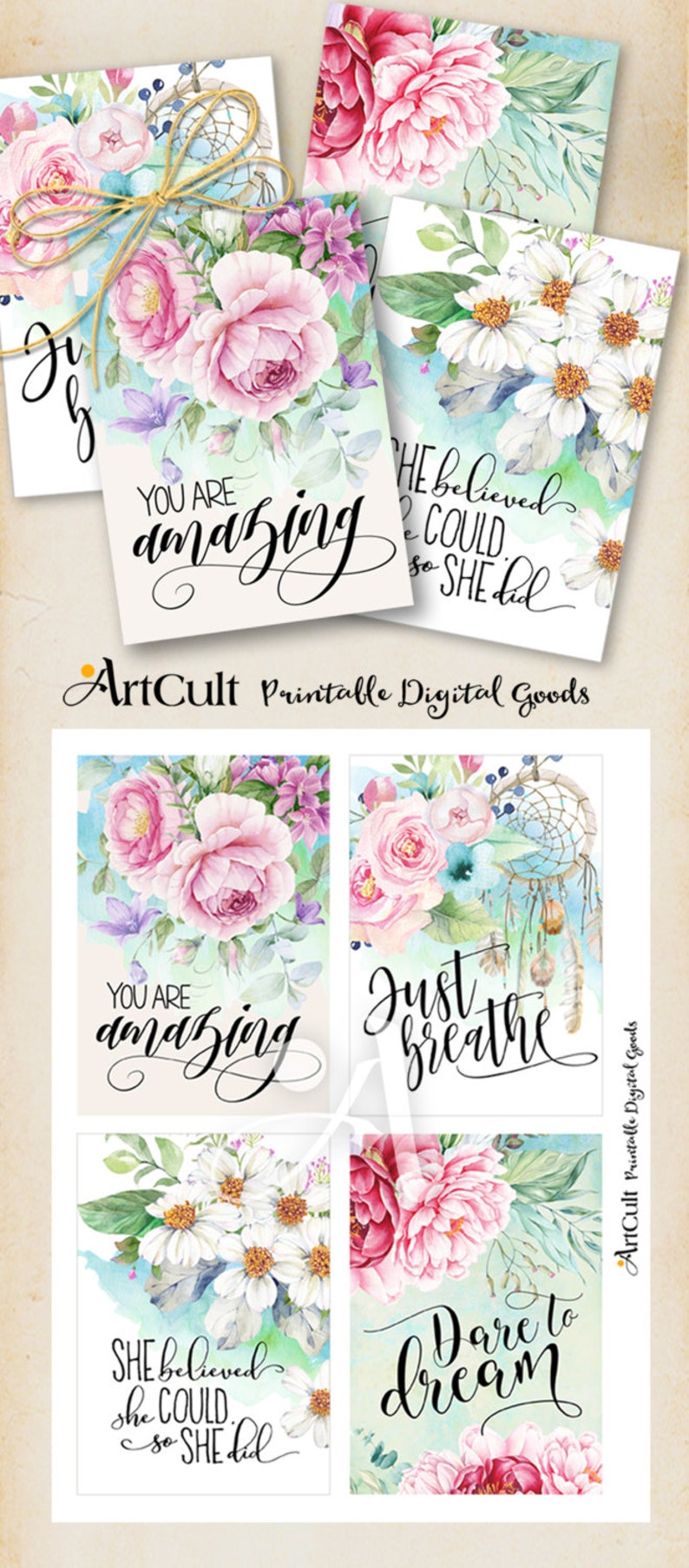 Printable MOTIVATIONAL GREETING CARDS No.6 digital download Etsy