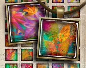 1x1 inch and 7/8x7/8 inch size square Images FOLIAGE Digital Collage Sheet Printable downloads for pendants, magnets, bezel settings ArtCult