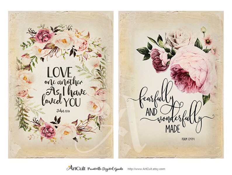 Printable Antique Style BIBLE VERSES Four 5x7 Inch Size | Etsy